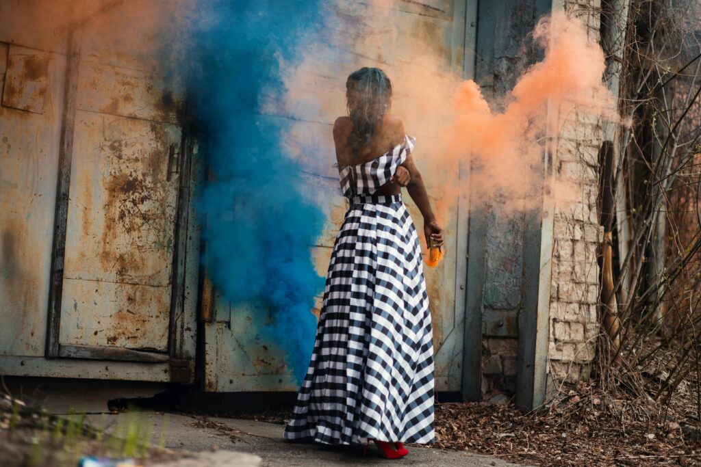 woman wearing long dress